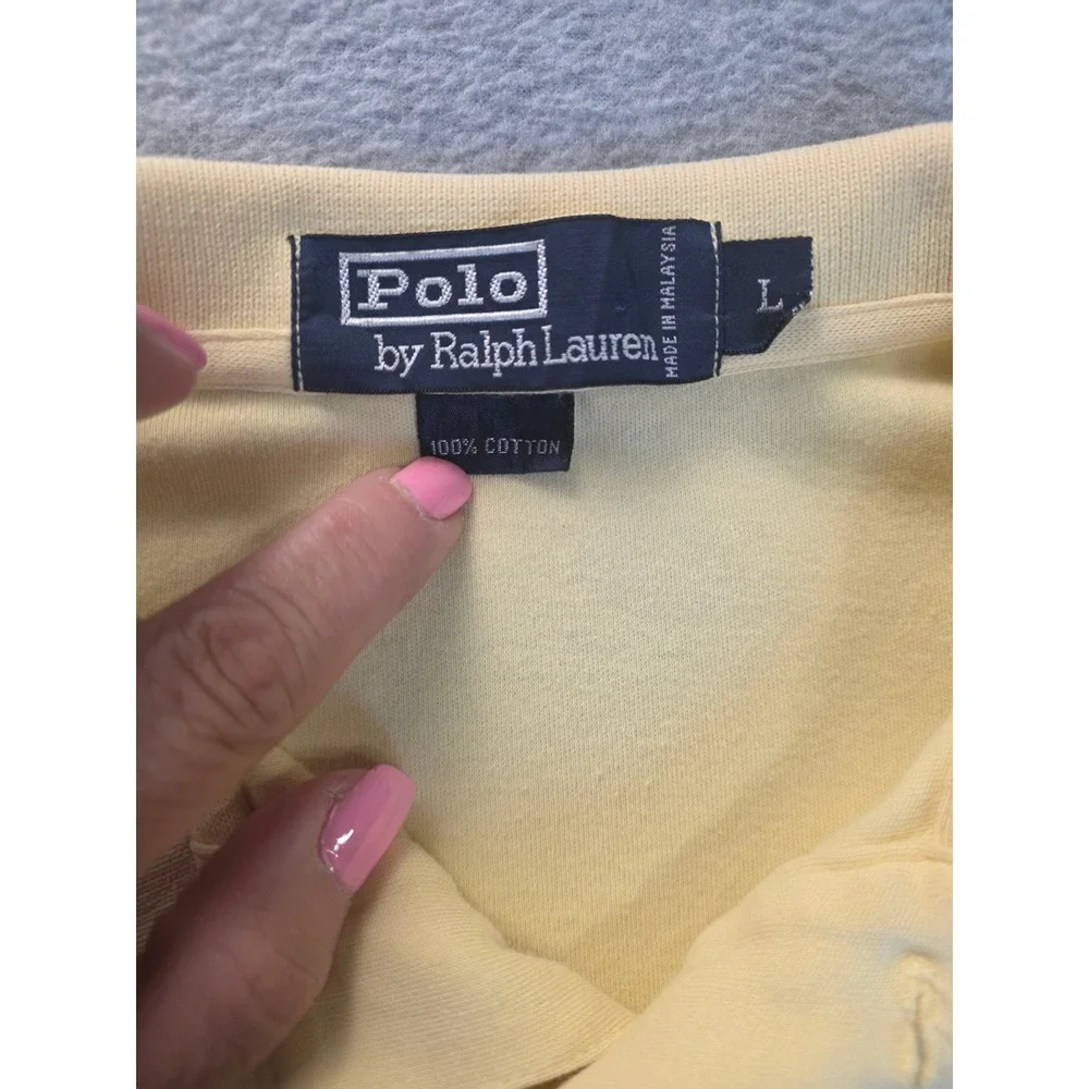 Polo Ralph Lauren Mens Yellow Golf‎ Crest CBS Sports Polo Shirt Large Cotton